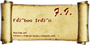Fábos Irén névjegykártya
